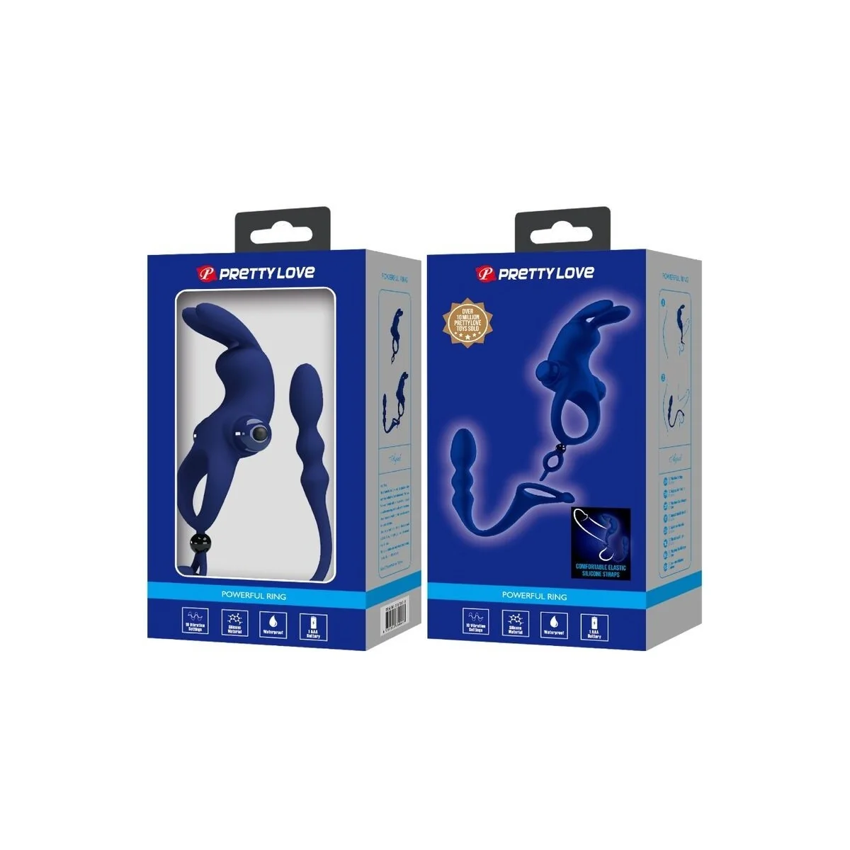 Ayad Rabbit Vibratorring mit Stecker Blau von Pretty Love Male kaufen | Fesselliebe