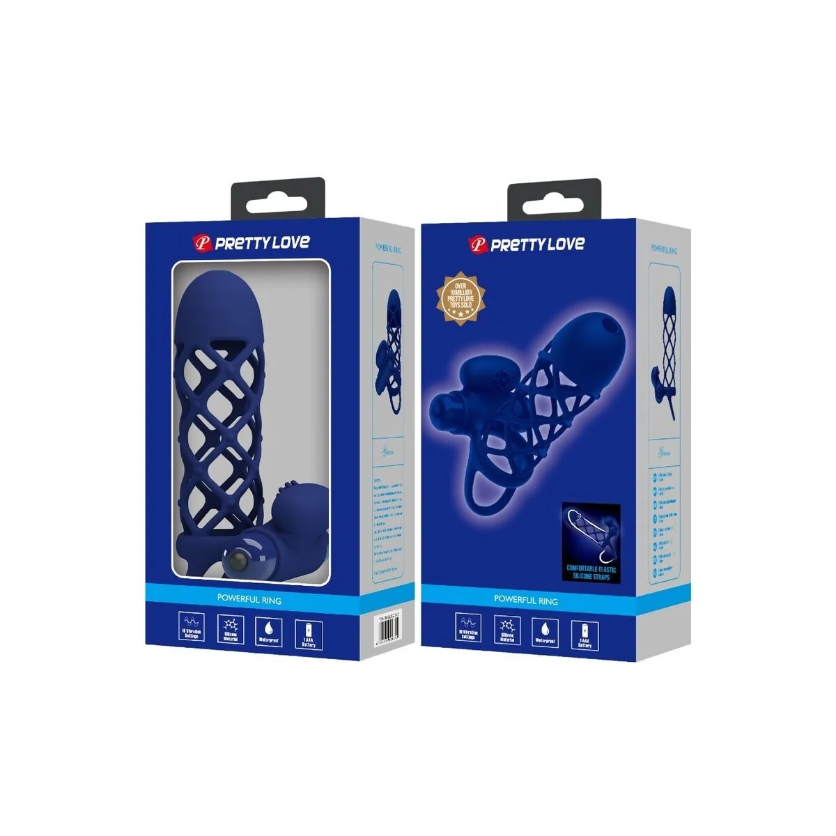 Giann Vibratorring mit Silikonhülle Blau von Pretty Love Male kaufen | Fesselliebe