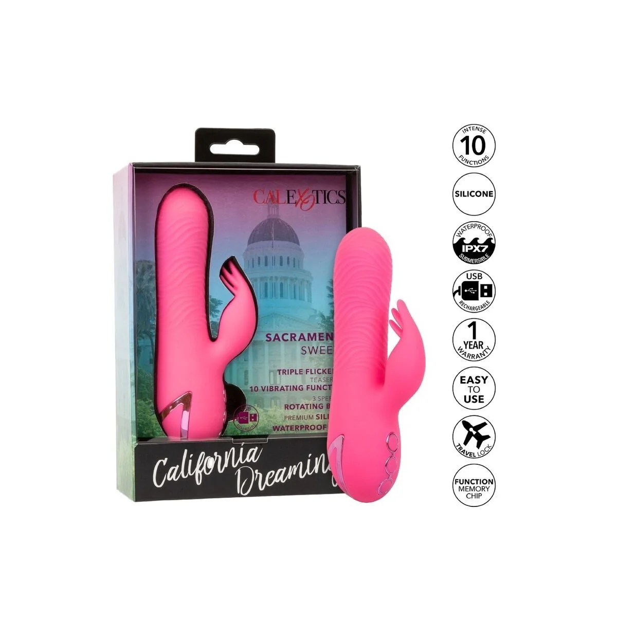 Sacramento Sweetie Vibrator Rabbit Pink von California Dreaming von Calexotics kaufen | Fesselliebe