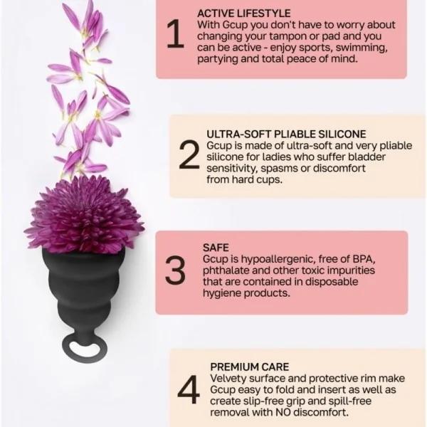 Gcup Schwarze Menstruationstasse von G-Vibe kaufen | Fesselliebe