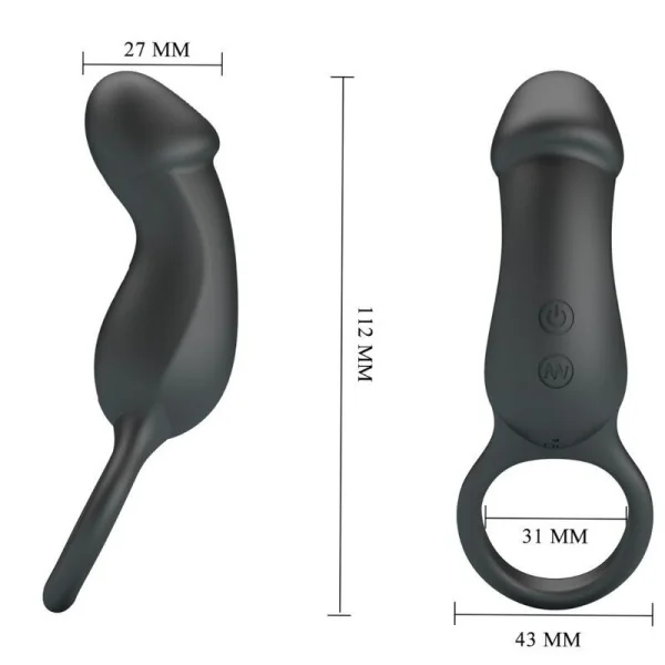 Trae Vibrationsring mit Schwarzem Stimulator von Pretty Love Male kaufen | Fesselliebe