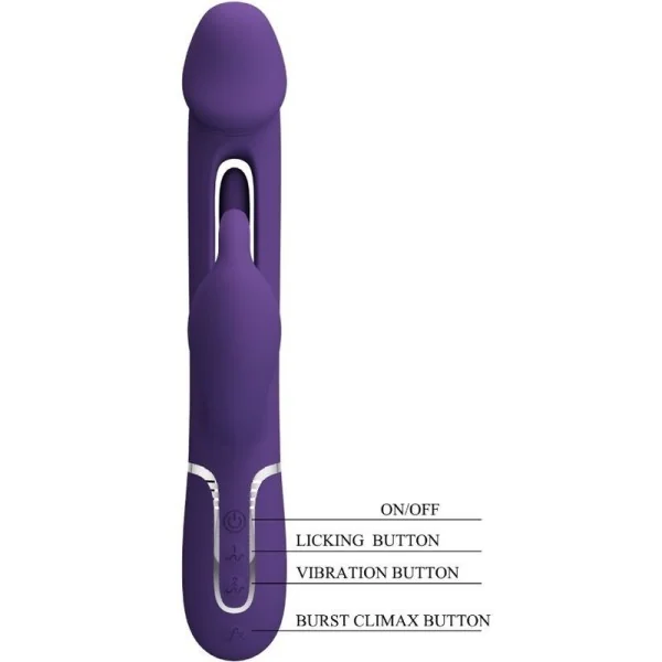 Kampas Rabbit 3 in 1 Multifunktionsvibrator mit Zunge Violett von Pretty Love Flirtation kaufen | Fesselliebe