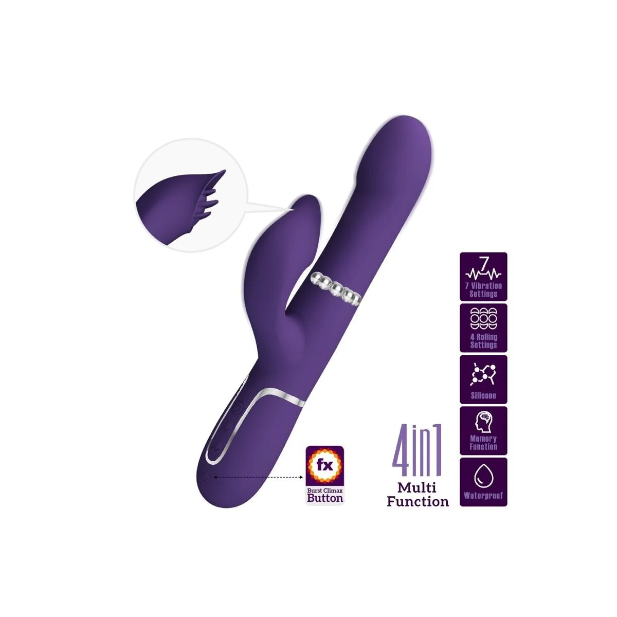 Zalin Rabbit Vibrator Perlen 4 in 1 Lila von Pretty Love Flirtation kaufen | Fesselliebe