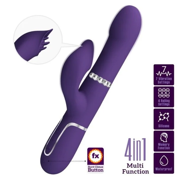 Zalin Rabbit Vibrator Perlen 4 in 1 Lila von Pretty Love Flirtation kaufen | Fesselliebe
