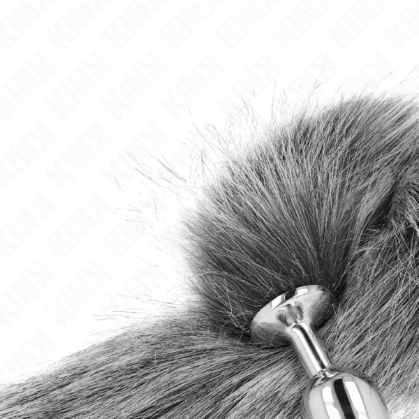 Anal Plug Größe S 7 X 3 cm mit Kunststoffschwanz 40 cm Grau von Kink Pleasure Plugs kaufen | Fesselliebe