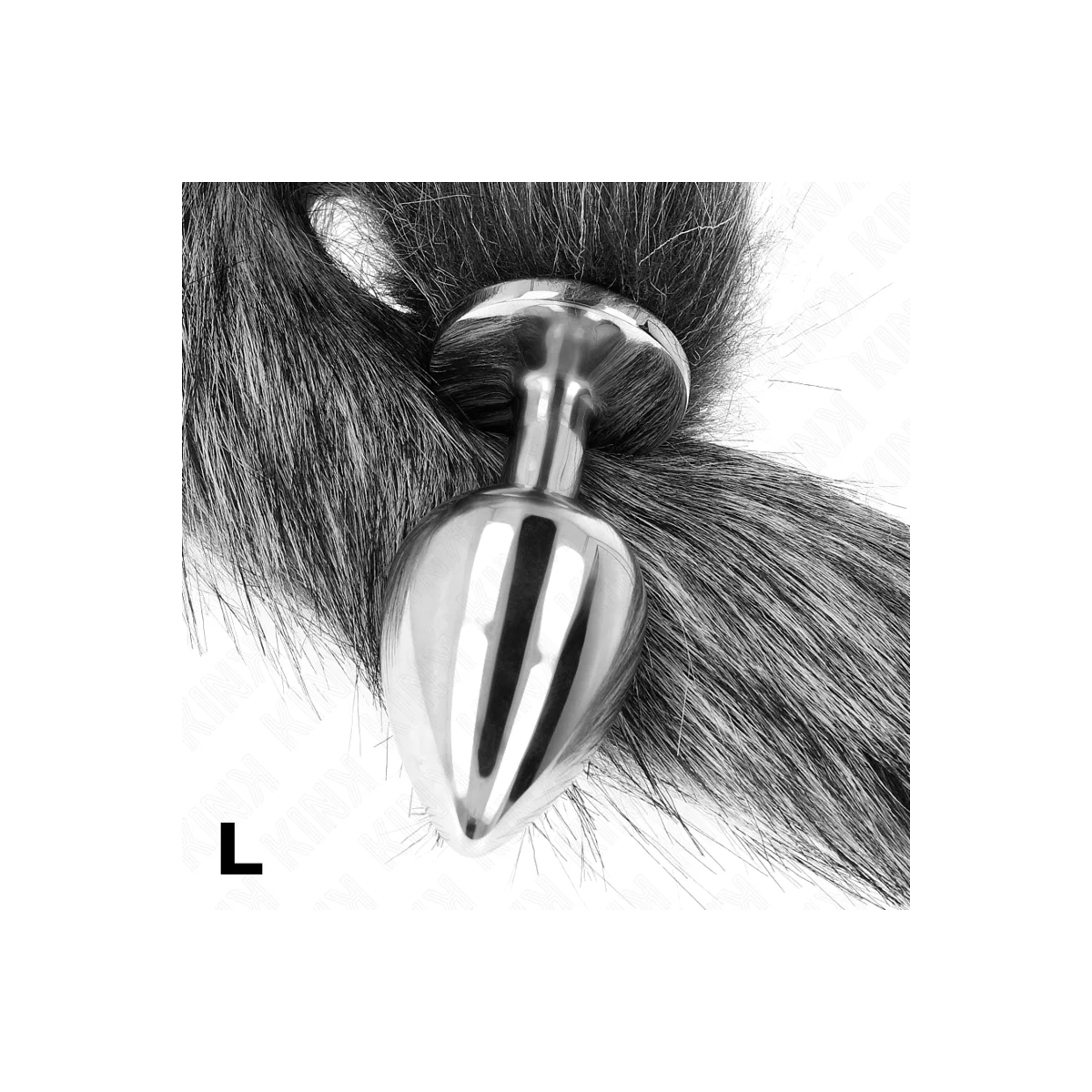 Anal Plug Größe L 10 X 4 cm mit Kunststoffschwanz 40 cm Grau von Kink Pleasure Plugs kaufen | Fesselliebe