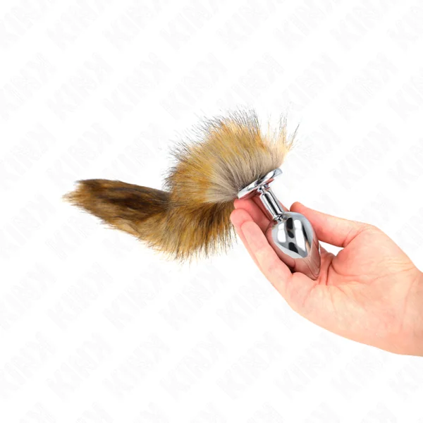 Anal Plug Größe L 10 X 4 cm mit Kunststoffschwanz 40 cm Braun von Kink Pleasure Plugs kaufen | Fesselliebe