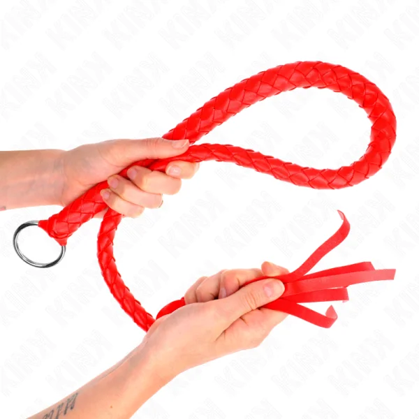 Schlangenpeitsche mit Rotem Handring 65 cm von Kink Impact & Touch kaufen | Fesselliebe