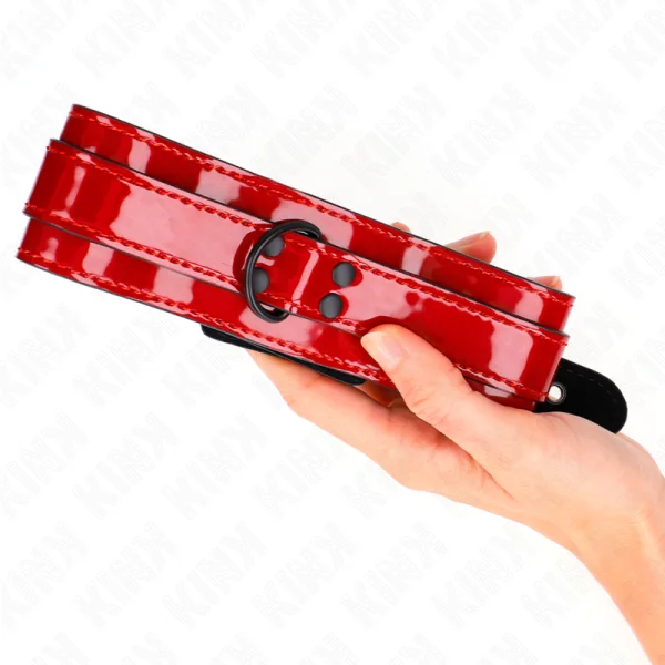 Weinrote Verstellbare Halskette 37,5-49,5 cm X 5 cm von Kink Collar & Gag kaufen | Fesselliebe