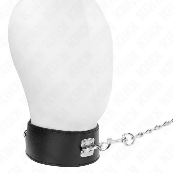 Halskette mit Gürtel 65 cm mit Breitem Schwarzen Riemen Verstellbar 33,5-41 cm X 5 cm von Kink Collar & Gag kaufen | Fesselliebe