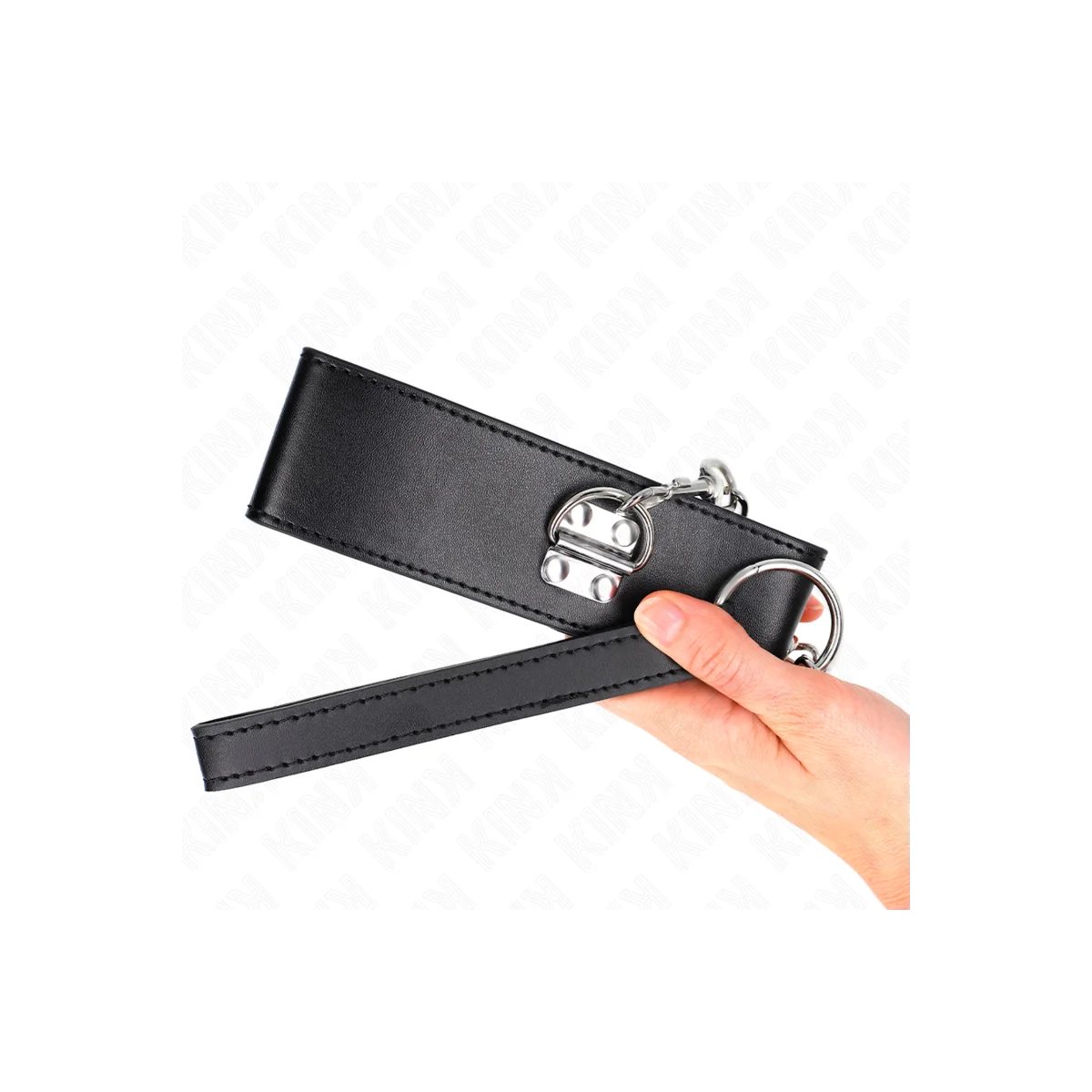 Halskette mit Gürtel 65 cm mit Breitem Schwarzen Riemen Verstellbar 33,5-41 cm X 5 cm von Kink Collar & Gag kaufen | Fesselliebe