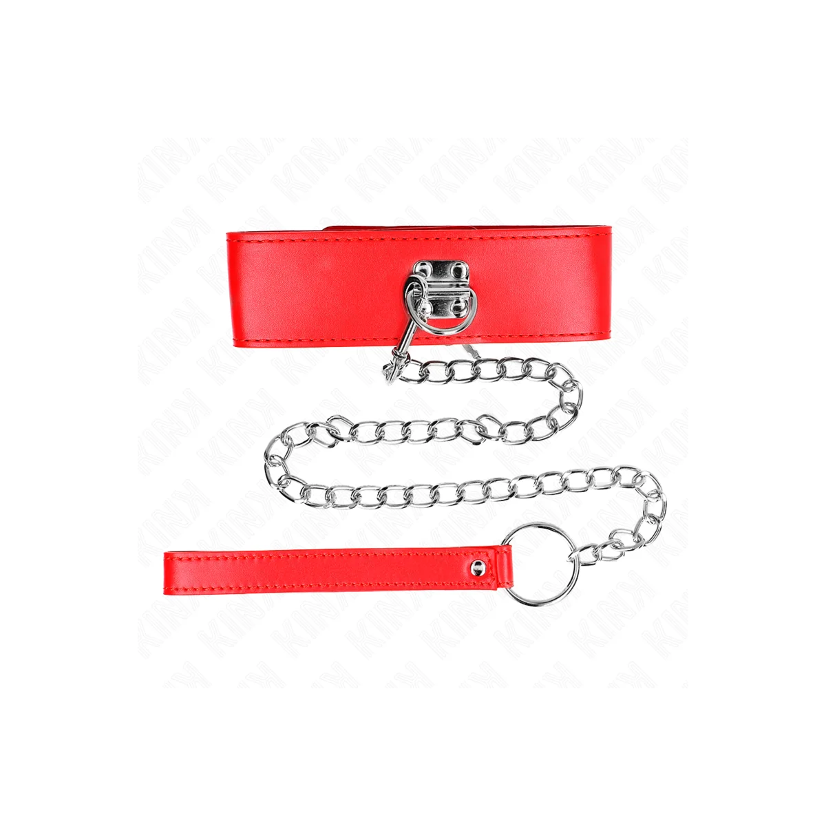 Halskette mit Gürtel 65 cm mit Breitem Roten Band Verstellbar 33,5-41 cm X 5 cm von Kink Collar & Gag kaufen | Fesselliebe