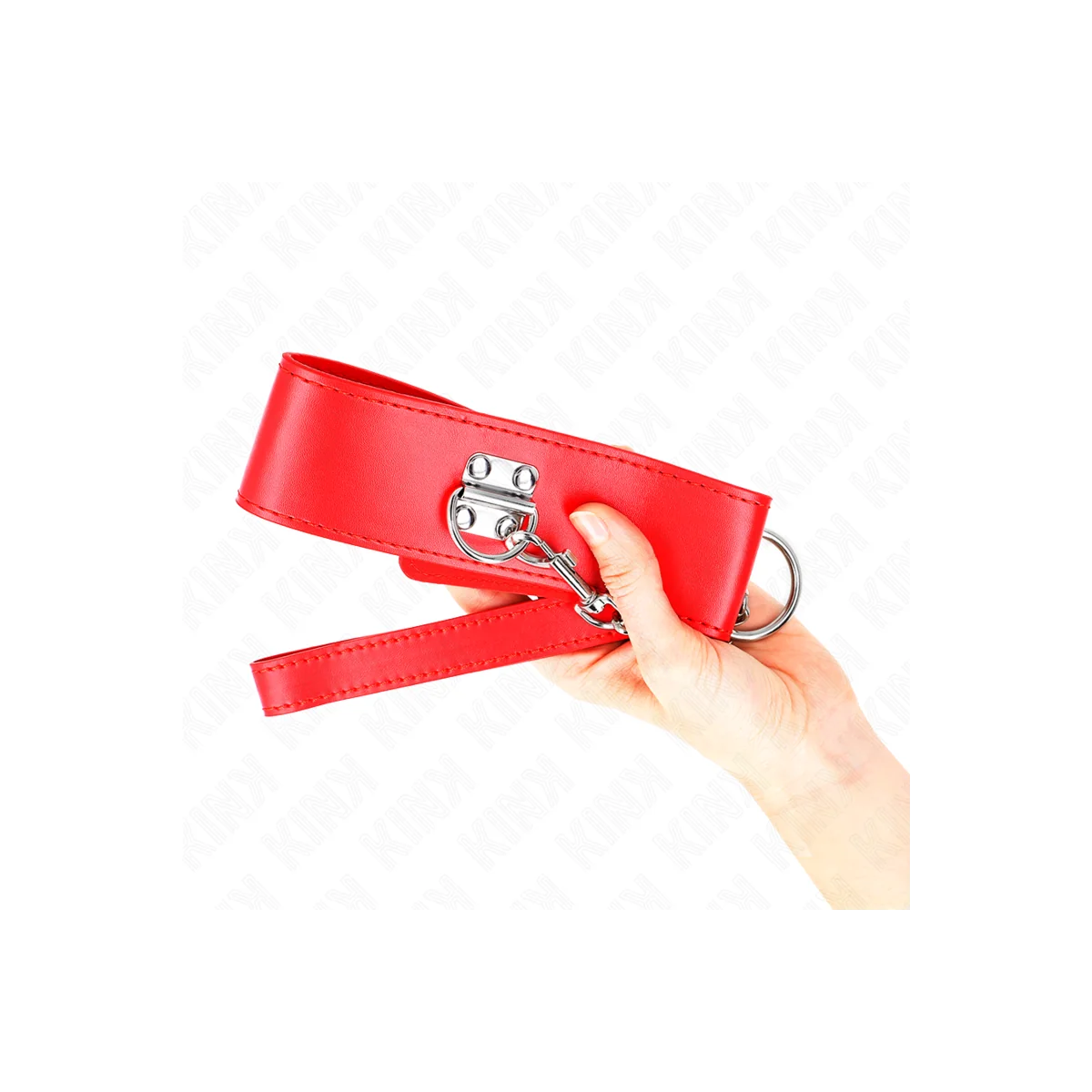 Halskette mit Gürtel 65 cm mit Breitem Roten Band Verstellbar 33,5-41 cm X 5 cm von Kink Collar & Gag kaufen | Fesselliebe