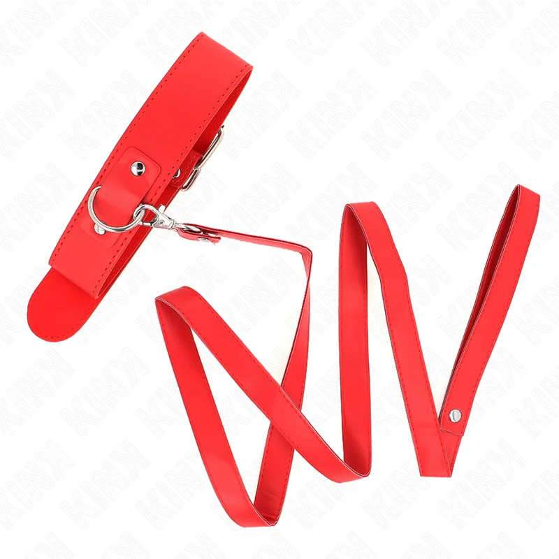 Halskette mit Gürtel 116 cm Rojo Gurt Verstellbar 32-50 cm X 8 cm von Kink Collar & Gag kaufen | Fesselliebe 2