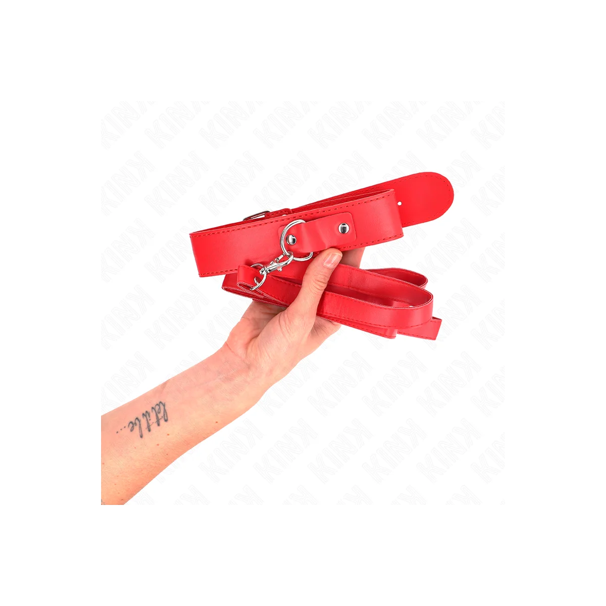 Halskette mit Gürtel 116 cm Rojo Gurt Verstellbar 32-50 cm X 8 cm von Kink Collar & Gag kaufen | Fesselliebe