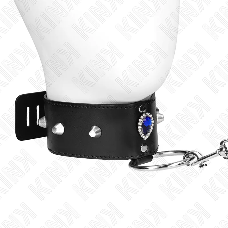 Halskette 65 cm mit Band mit Blauen Diamanten Verstellbar 36-43 cm X 5 cm von Kink Collar & Gag kaufen | Fesselliebe 2