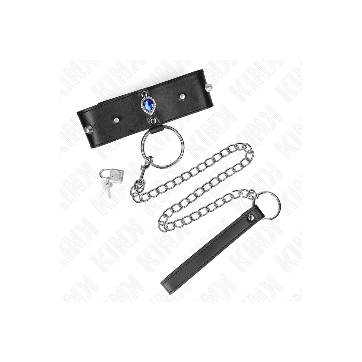 Halskette 65 cm mit Band mit Blauen Diamanten Verstellbar 36-43 cm X 5 cm von Kink Collar & Gag kaufen | Fesselliebe