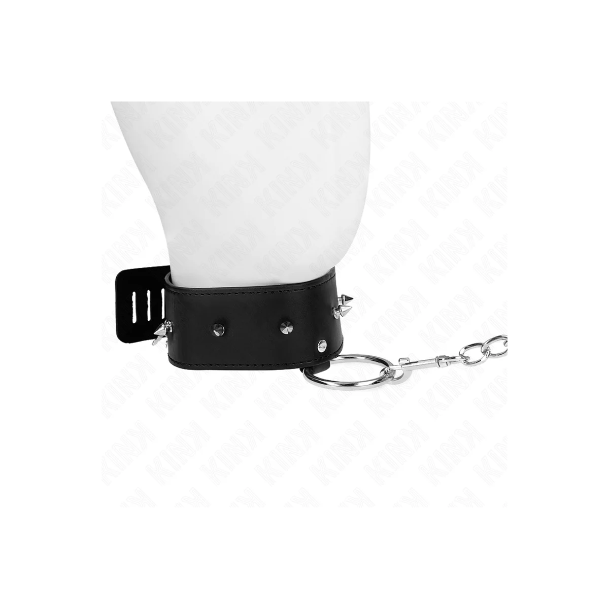 Halskette 65 cm mit Leine mit Silbernen Nieten Modell 2 Verstellbar 36-43 cm X 5 cm von Kink Collar & Gag kaufen | Fesselliebe