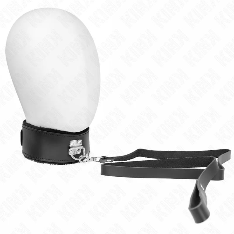 Halskette mit Gürtel 116 cm mit Schwarzem Lederband Verstellbar 40-48 cm X 6 cm von Kink Collar & Gag kaufen | Fesselliebe