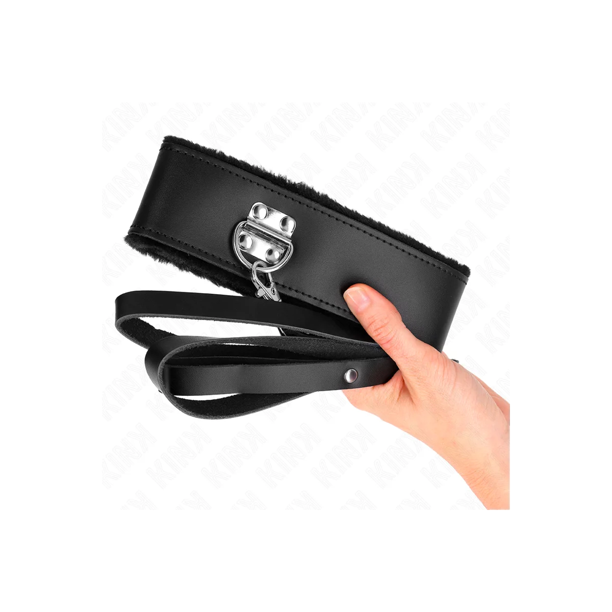 Halskette mit Gürtel 116 cm mit Schwarzem Lederband Verstellbar 40-48 cm X 6 cm von Kink Collar & Gag kaufen | Fesselliebe