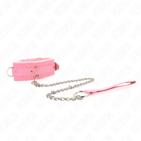 Halsband mit Leine 65 cm mit Einschränkungen Rosa 36-42 cm X 5,5 cm von Kink Collar & Gag kaufen | Fesselliebe