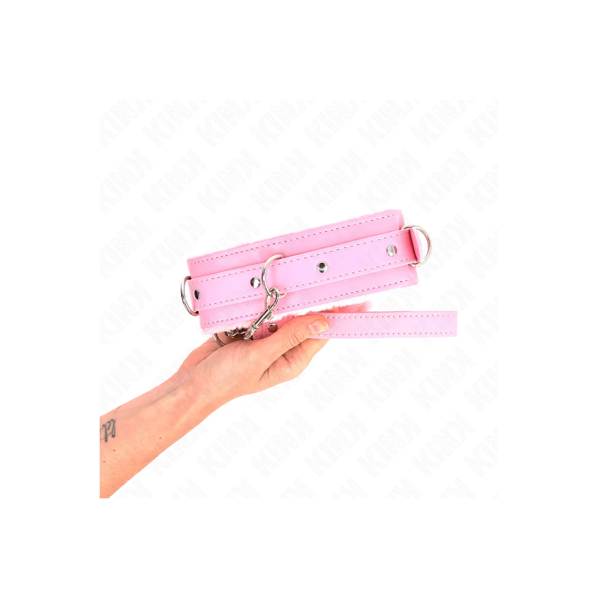 Halsband mit Leine 65 cm mit Einschränkungen Rosa 36-42 cm X 5,5 cm von Kink Collar & Gag kaufen | Fesselliebe