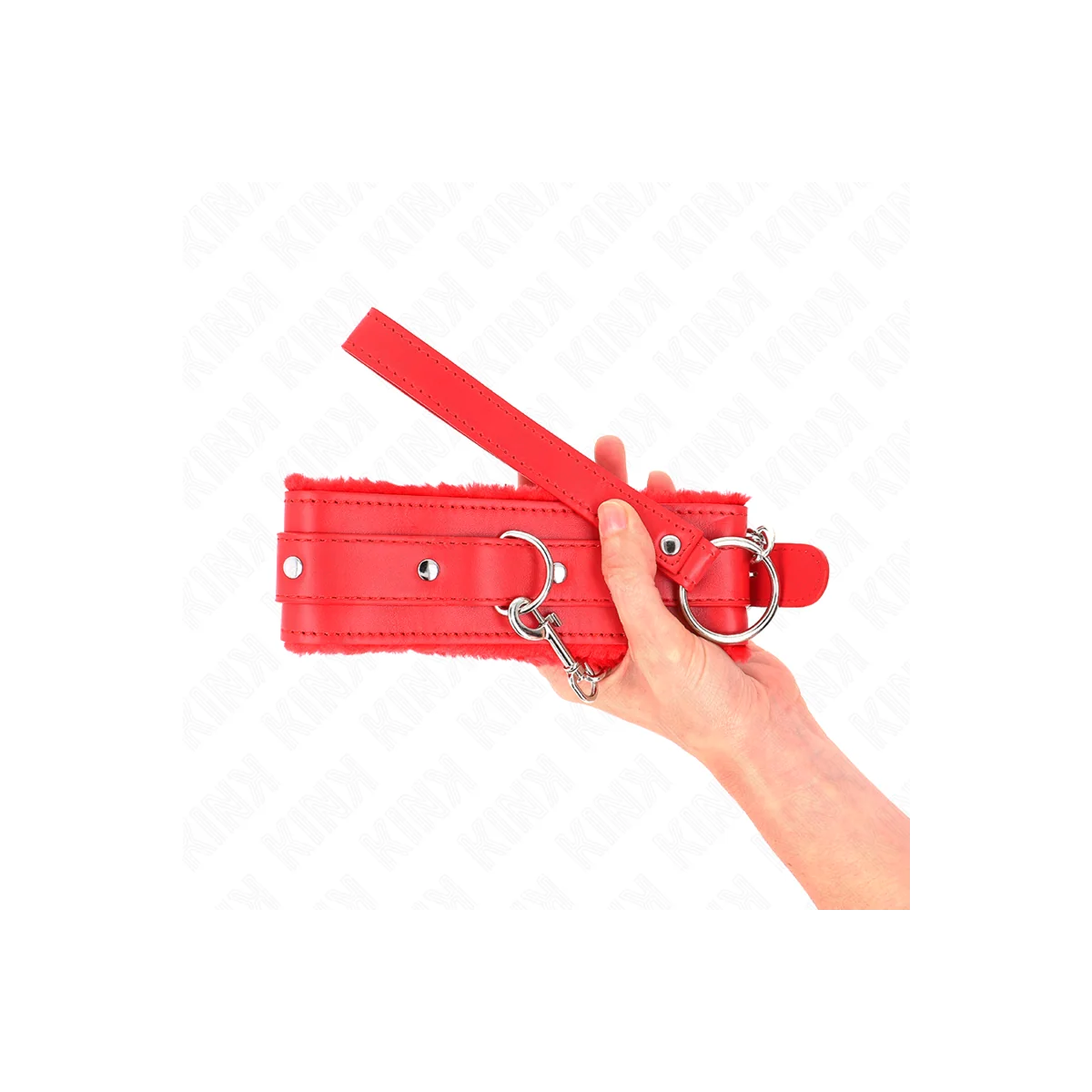 Halsband mit Leine 65 cm mit Einschränkungen Rot 36-42 cm X 5,5 cm von Kink Collar & Gag kaufen | Fesselliebe