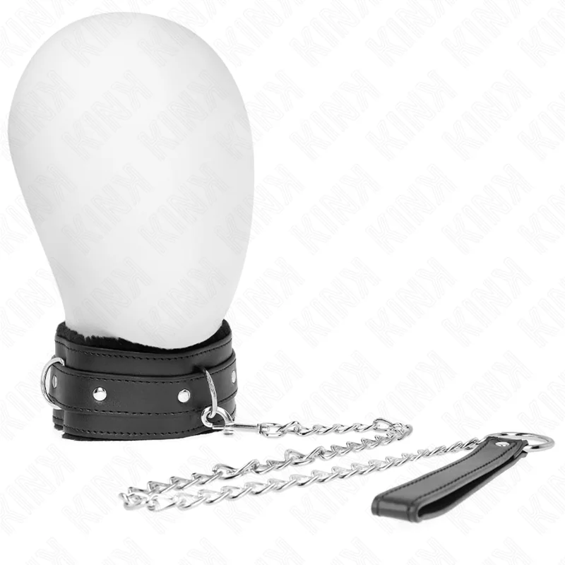 Halsband mit Leine 65 cm mit Einschränkungen Schwarz 36-42 cm X 5,5 cm von Kink Collar & Gag kaufen | Fesselliebe