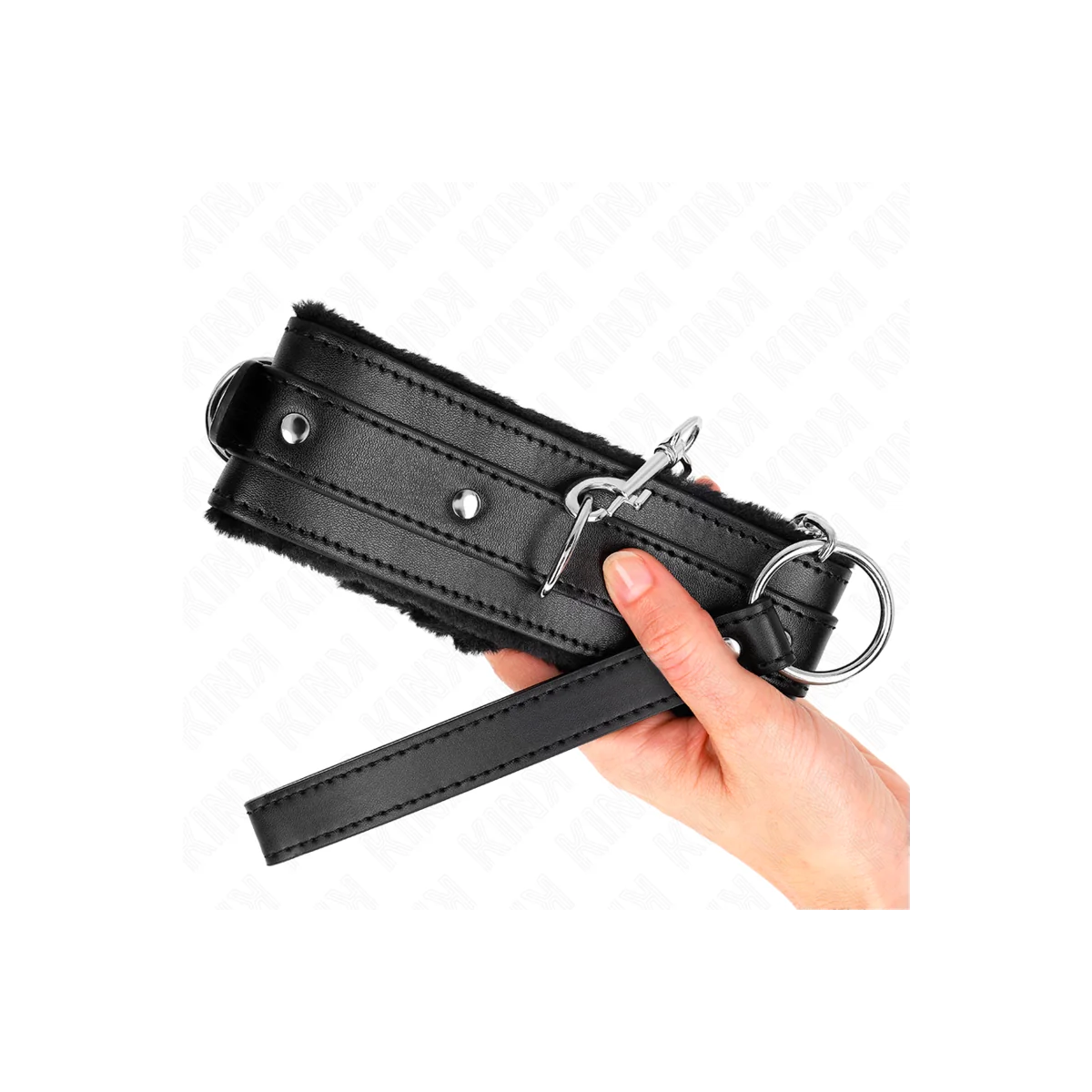 Halsband mit Leine 65 cm mit Einschränkungen Schwarz 36-42 cm X 5,5 cm von Kink Collar & Gag kaufen | Fesselliebe