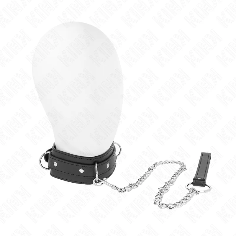 Halskette mit Leine 65 cm 3 Ring Modell 1 Verstellbar 38-49 cm X 5 cm von Kink Collar & Gag kaufen | Fesselliebe