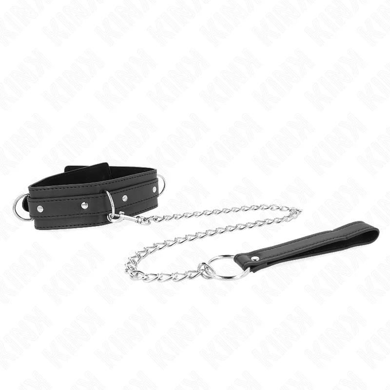 Halskette mit Leine 65 cm 3 Ring Modell 1 Verstellbar 38-49 cm X 5 cm von Kink Collar & Gag kaufen | Fesselliebe 2