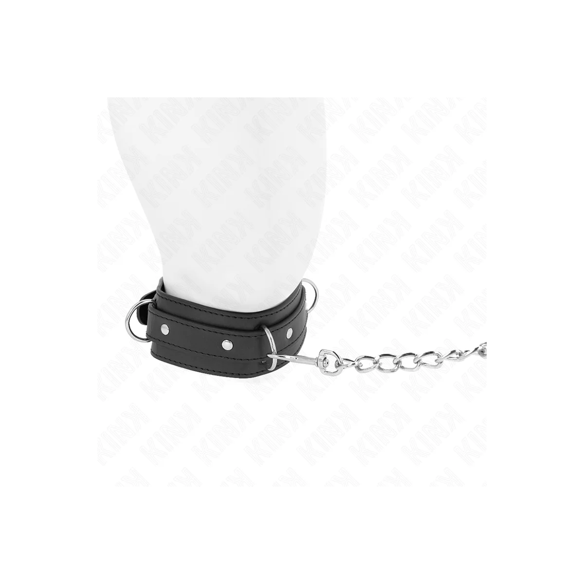 Halskette mit Leine 65 cm 3 Ring Modell 1 Verstellbar 38-49 cm X 5 cm von Kink Collar & Gag kaufen | Fesselliebe