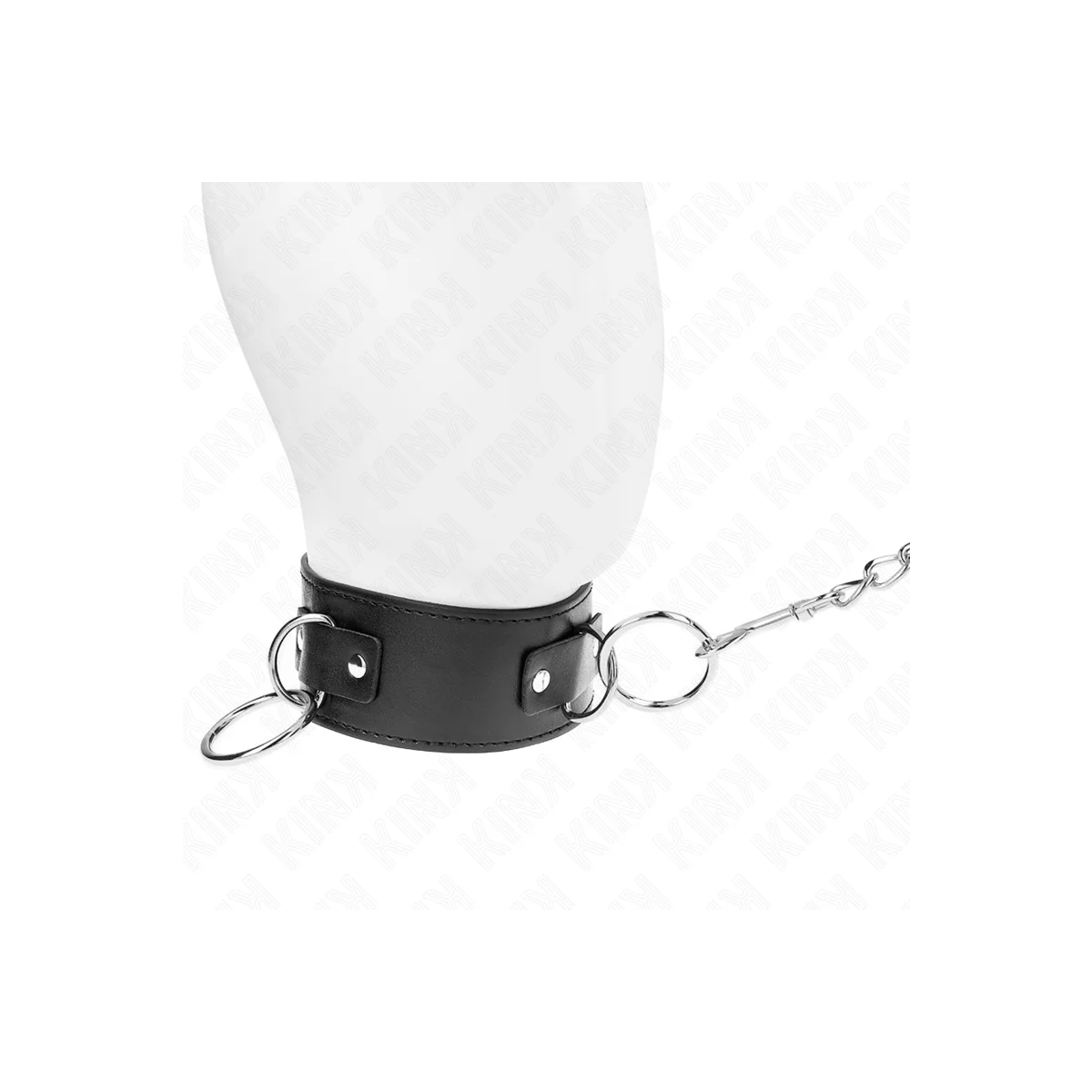 Halskette mit Leine 65 cm 3 Ring Modell 2 Verstellbar 36-43 cm X 5 cm von Kink Collar & Gag kaufen | Fesselliebe