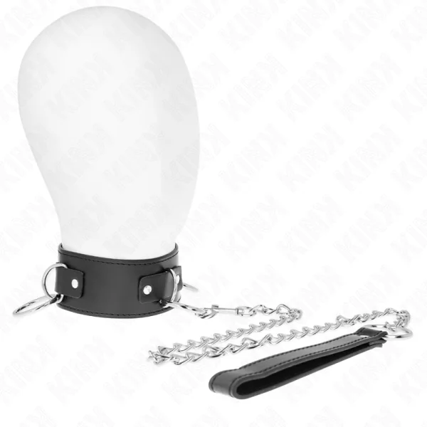 Halskette mit Leine 65 cm 3 Ring Modell 2 Verstellbar 36-43 cm X 5 cm von Kink Collar & Gag kaufen | Fesselliebe