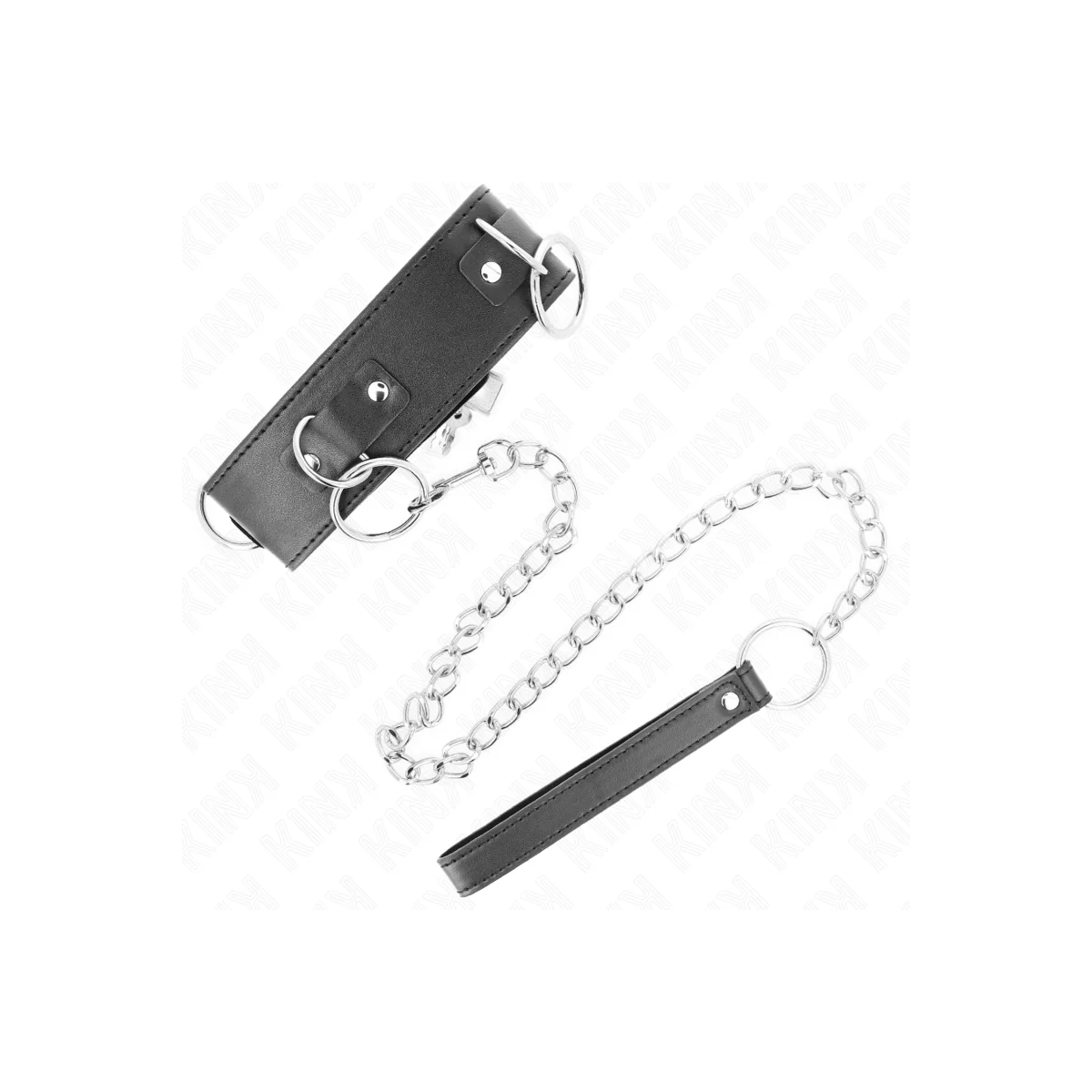 Halskette mit Leine 65 cm 3 Ring Modell 2 Verstellbar 36-43 cm X 5 cm von Kink Collar & Gag kaufen | Fesselliebe