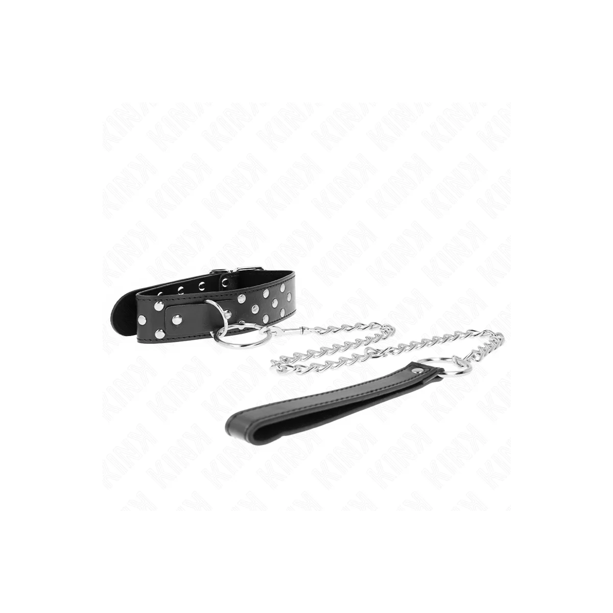 Ring Nieten Band Halskette mit Gürtel 65 cm Schwarz Verstellbar 36-50 cm X 3,8 cm von Kink Collar & Gag kaufen | Fesselliebe