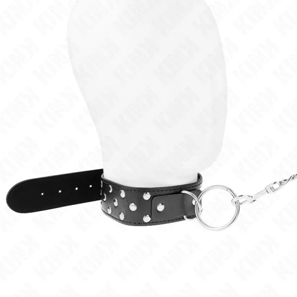 Ring Nieten Band Halskette mit Gürtel 65 cm Schwarz Verstellbar 36-50 cm X 3,8 cm von Kink Collar & Gag kaufen | Fesselliebe
