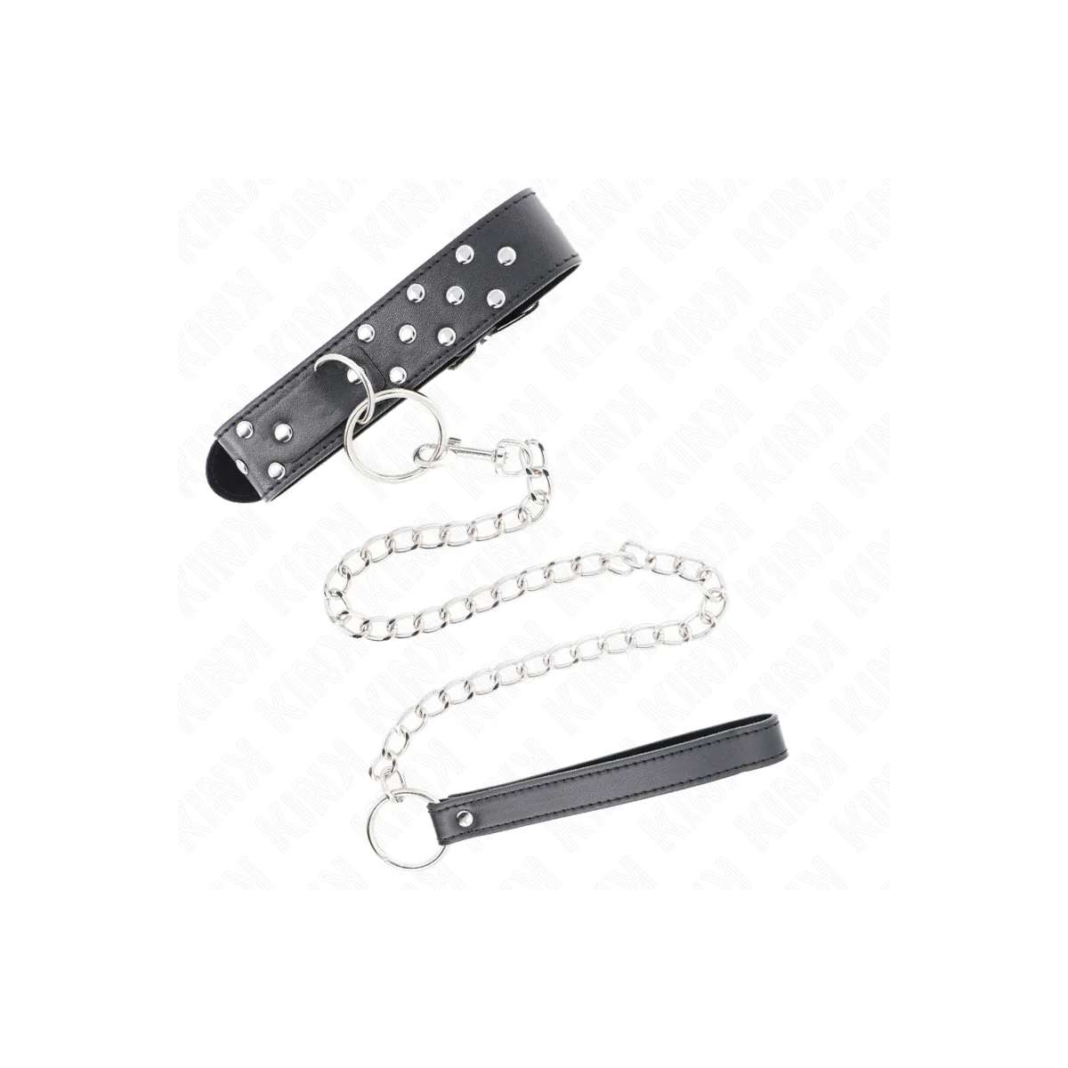 Ring Nieten Band Halskette mit Gürtel 65 cm Schwarz Verstellbar 36-50 cm X 3,8 cm von Kink Collar & Gag kaufen | Fesselliebe