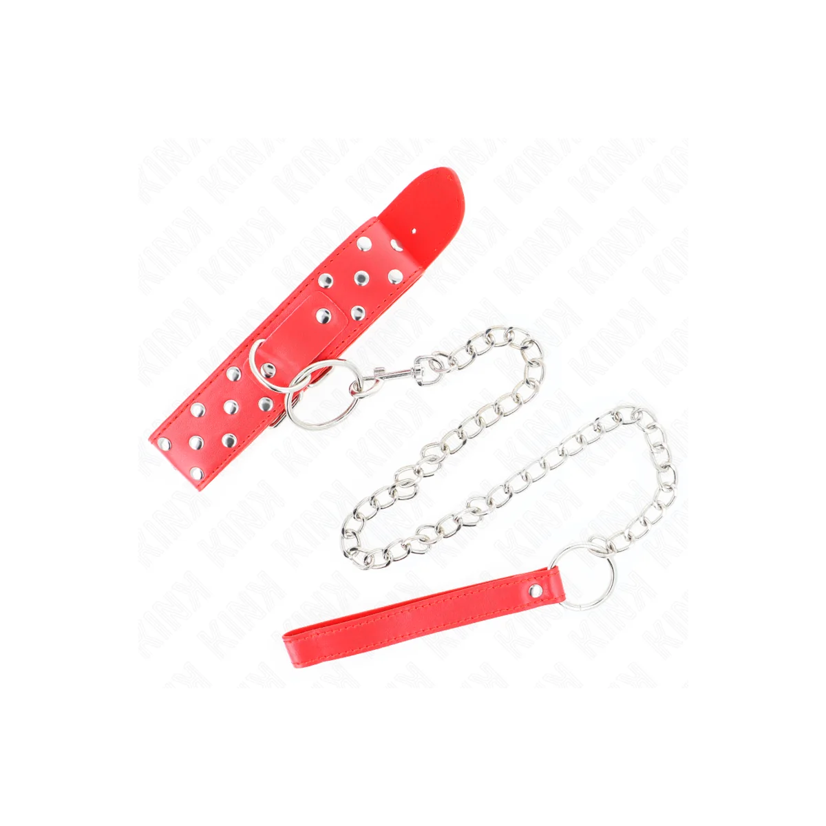 Ring Nieten Band Halskette mit Gürtel 65 cm Rot Verstellbar 36-50 cm X 3,8 cm von Kink Collar & Gag kaufen | Fesselliebe