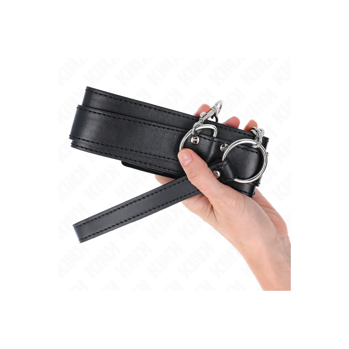 Halskette mit Riemen 65 cm Silber Schnallen Verstellbar 33-46 cm X 5,5 cm von Kink Collar & Gag kaufen | Fesselliebe