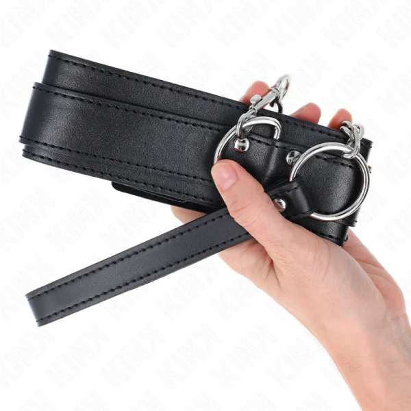 Halskette mit Riemen 65 cm Silber Schnallen Verstellbar 33-46 cm X 5,5 cm von Kink Collar & Gag kaufen | Fesselliebe