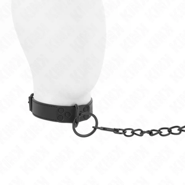 Halsband mit Dunkler Leine 65 cm Verstellbar 37-54 cm X 3 cm von Kink Collar & Gag kaufen | Fesselliebe