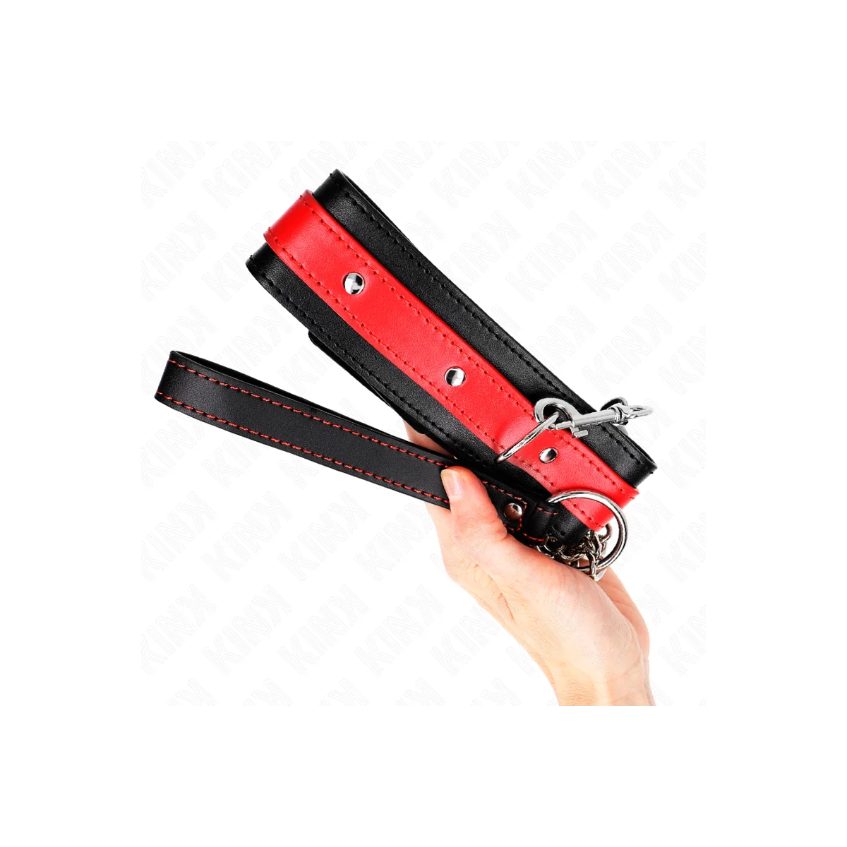 Halskette mit Rotem Band 65 cm Verstellbar 36-43 cm X 5 cm von Kink Collar & Gag kaufen | Fesselliebe
