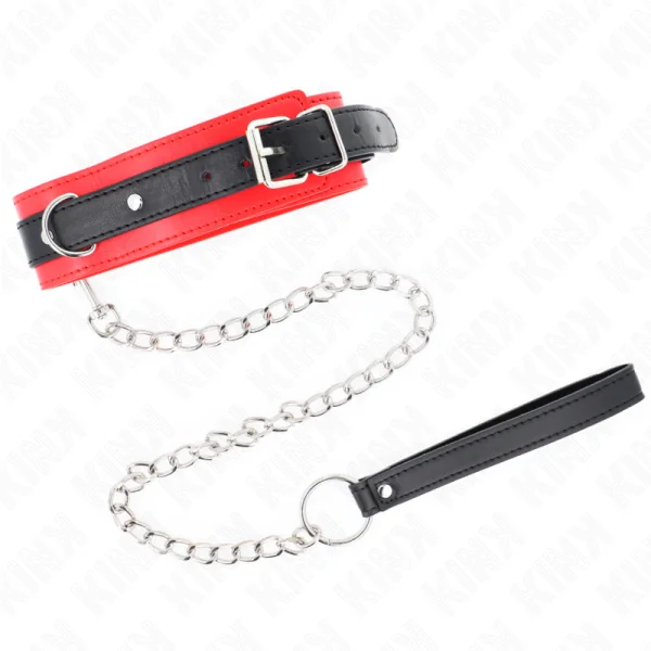 Basismodell Halsband mit Leine 65 cm Modell 3 Rot 53 X 5 cm von Kink Collar & Gag kaufen | Fesselliebe