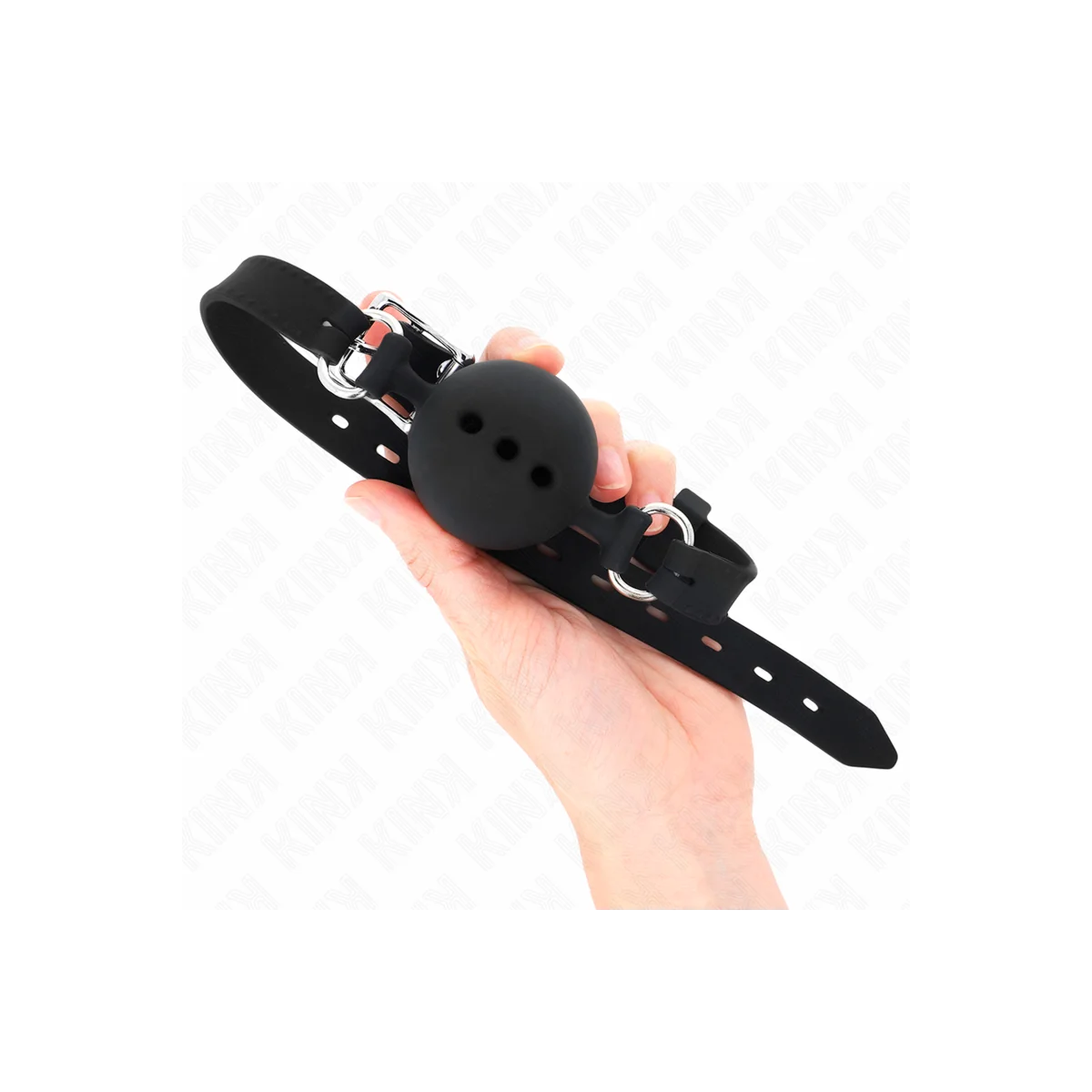 Vollsilikon-Klappen 55 X 2 cm mit 4,5 cm Kugel Größe M Schwarz Verstellbar 35-51 cm von Kink Collar & Gag kaufen | Fesselliebe