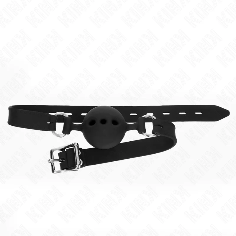 Vollsilikon-Klappen 55 X 2 cm mit 5 cm Kugel Größe L Schwarz Verstellbar 35-51 cm von Kink Collar & Gag kaufen | Fesselliebe 2