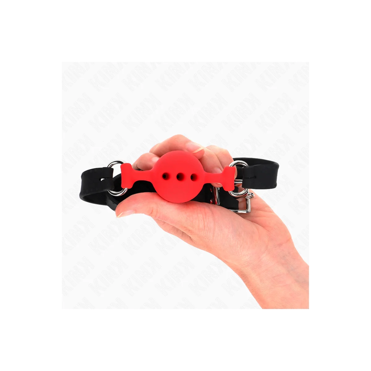 Vollsilikon-Klappen 55 X 2 cm mit 4 cm Kugel Größe S Rot Verstellbar 35-51 cm von Kink Collar & Gag kaufen | Fesselliebe