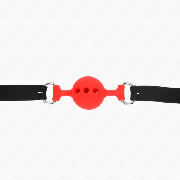 Vollsilikon-Klappen 55 X 2 cm mit 4 cm Kugel Größe S Rot Verstellbar 35-51 cm von Kink Collar & Gag kaufen | Fesselliebe