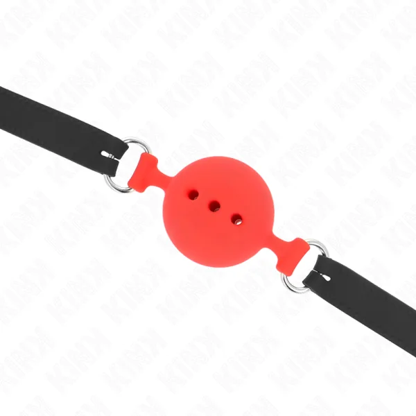 Vollsilikon-Klappen 55 X 2 cm mit 5 cm Kugel Größe L Rot Verstellbar 35-51 cm von Kink Collar & Gag kaufen | Fesselliebe