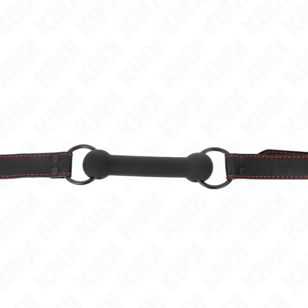 Knochengag mit Kunstledergurt Schwarz Verstellbar 41-57 cm von Kink Collar & Gag kaufen | Fesselliebe